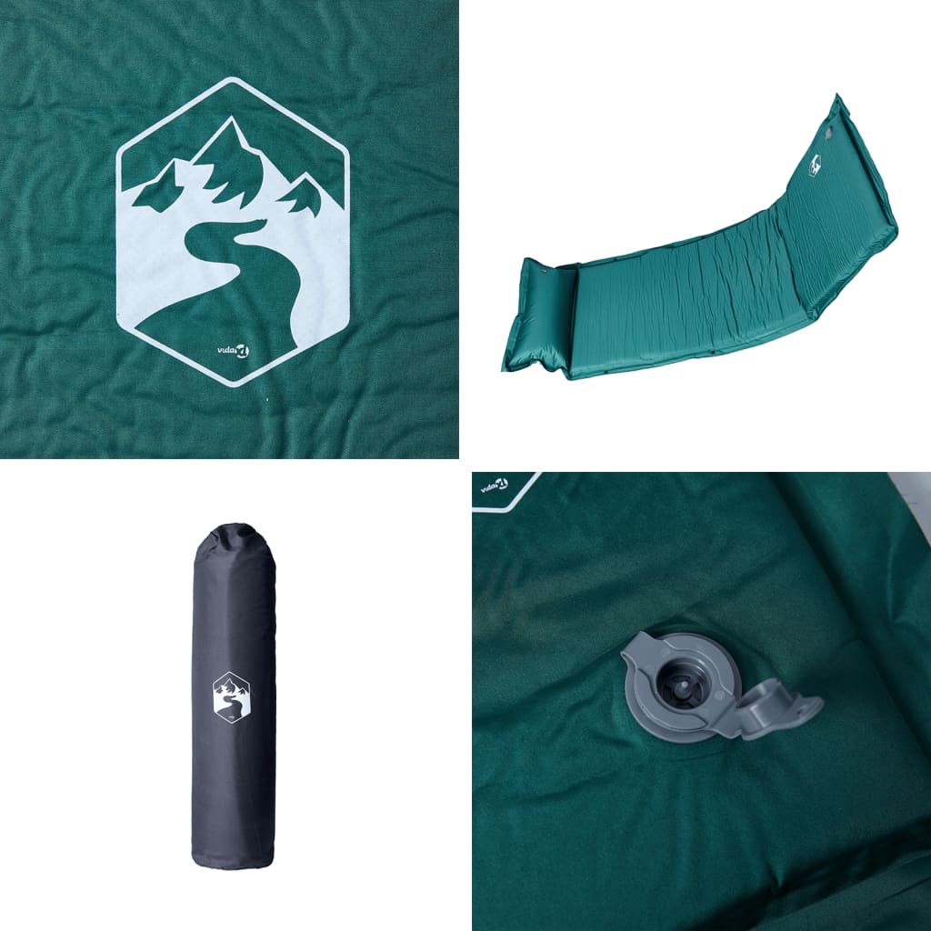 Materasso Campeggio Autogonfiabile Con Cuscini 1 Persona Verde - Image 4