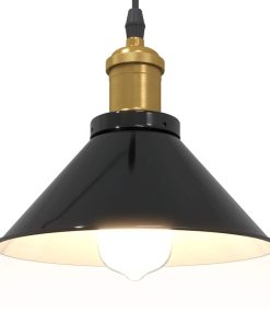 Lampada A Sospensione Regolabile E27 Nero Lucido Ø22 Cm Metallo