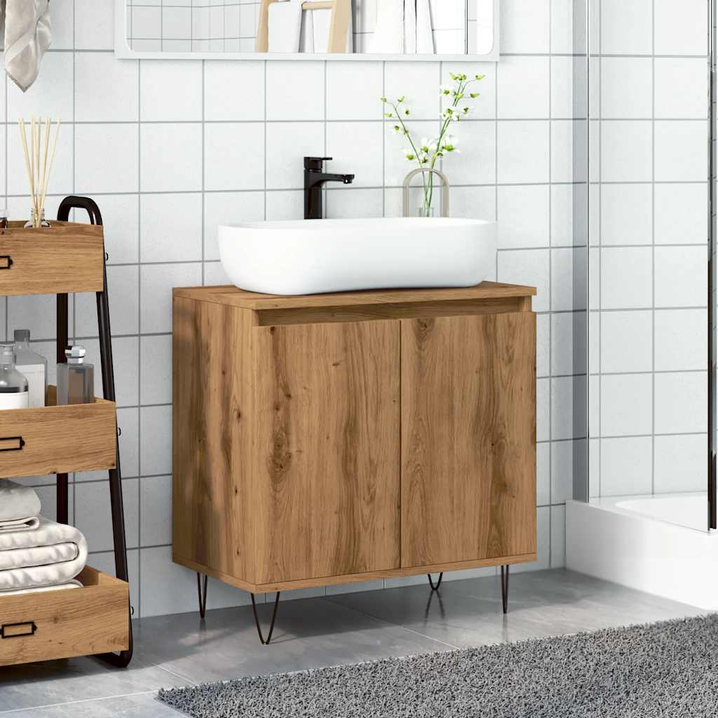 Mobile Da Bagno Rovere Artigianale 58x33x60 Cm In Truciolato