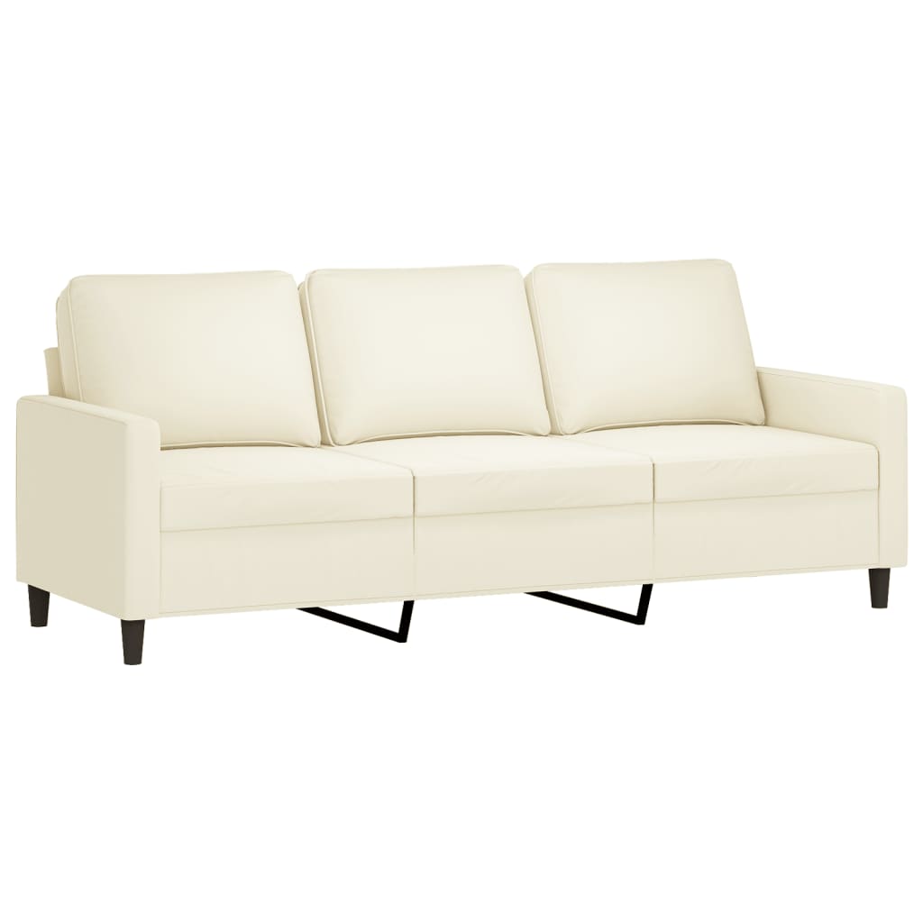Set Di Divani 3 Pz Con Cuscini Crema In Velluto