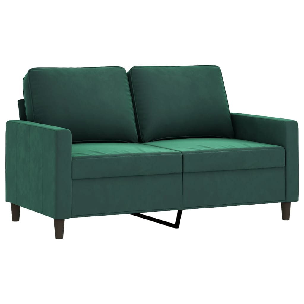 Set Di Divani 2 Pz Con Cuscini Verde Scuro In Velluto