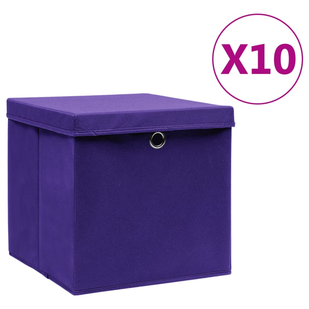 Contenitori Con Coperchi 10 Pz 28x28x28 Cm Viola