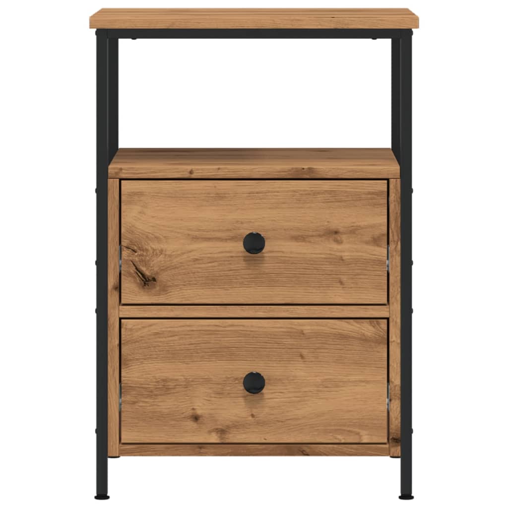 Comodini 2pz Rovere Artigianale 34x35,5x50 Cm Legno Multistrato