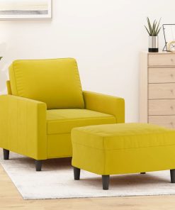Poltrona Con Poggiapiedi Giallo 60 Cm In Velluto