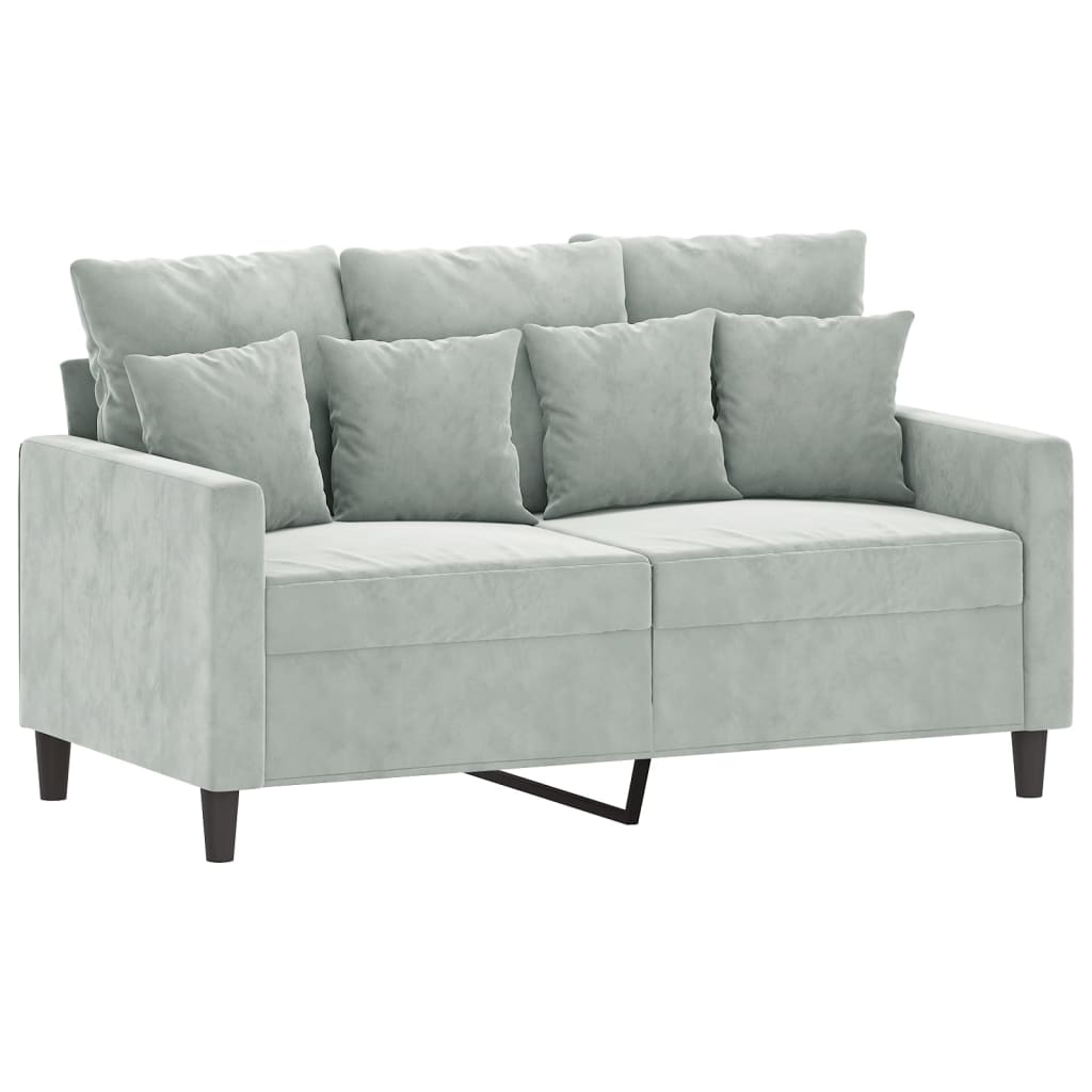Set Di Divani 2 Pz Con Cuscini Grigio Chiaro In Velluto