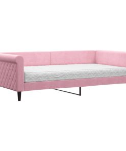 Divano Letto Con Materasso Rosa 100x200 Cm In Velluto