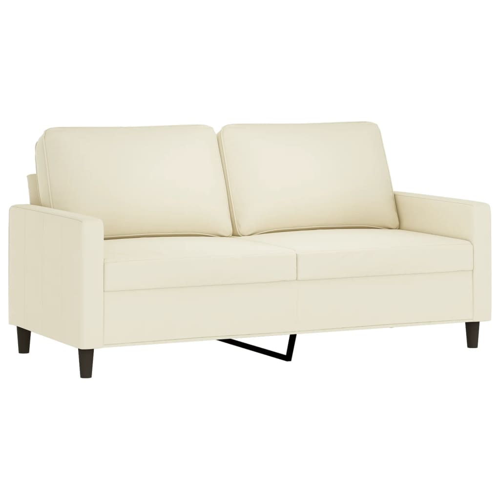 Set Di Divani 2 Pz Con Cuscini Crema In Velluto