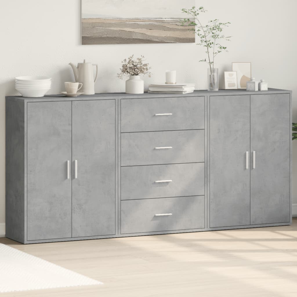 Credenze 3 Pz Grigio Cemento 60x31x84 Cm In Legno Multistrato - Image 5