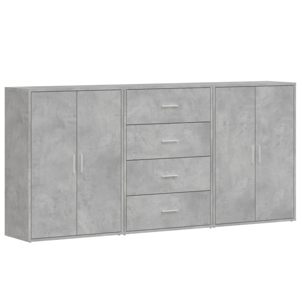 Credenze 3 Pz Grigio Cemento 60x31x84 Cm In Legno Multistrato - Image 2