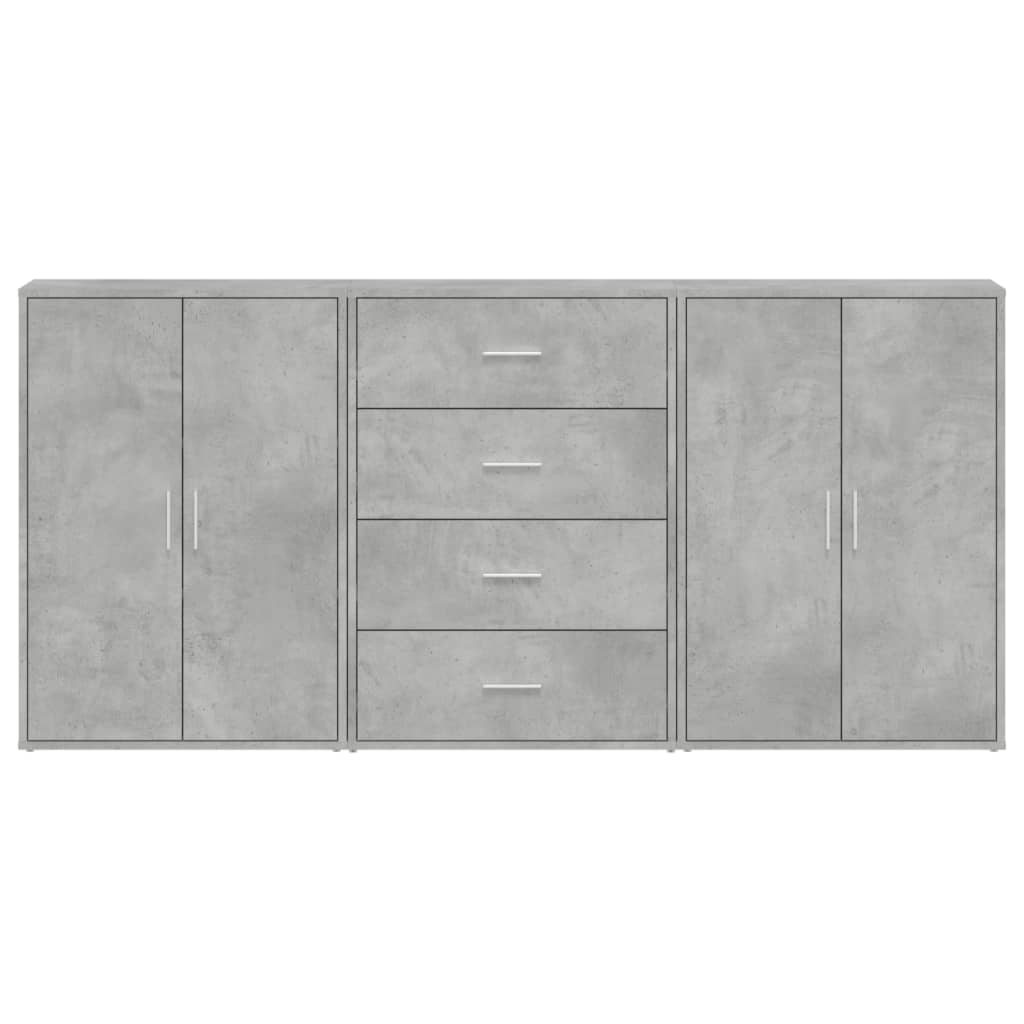 Credenze 3 Pz Grigio Cemento 60x31x84 Cm In Legno Multistrato - Image 4
