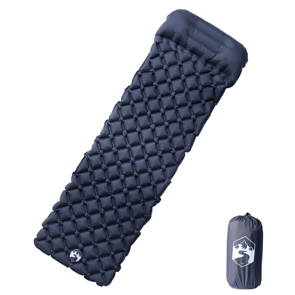 Materasso Campeggio Gonfiabile Con Cuscino 1 Persona Grigio - Image 4