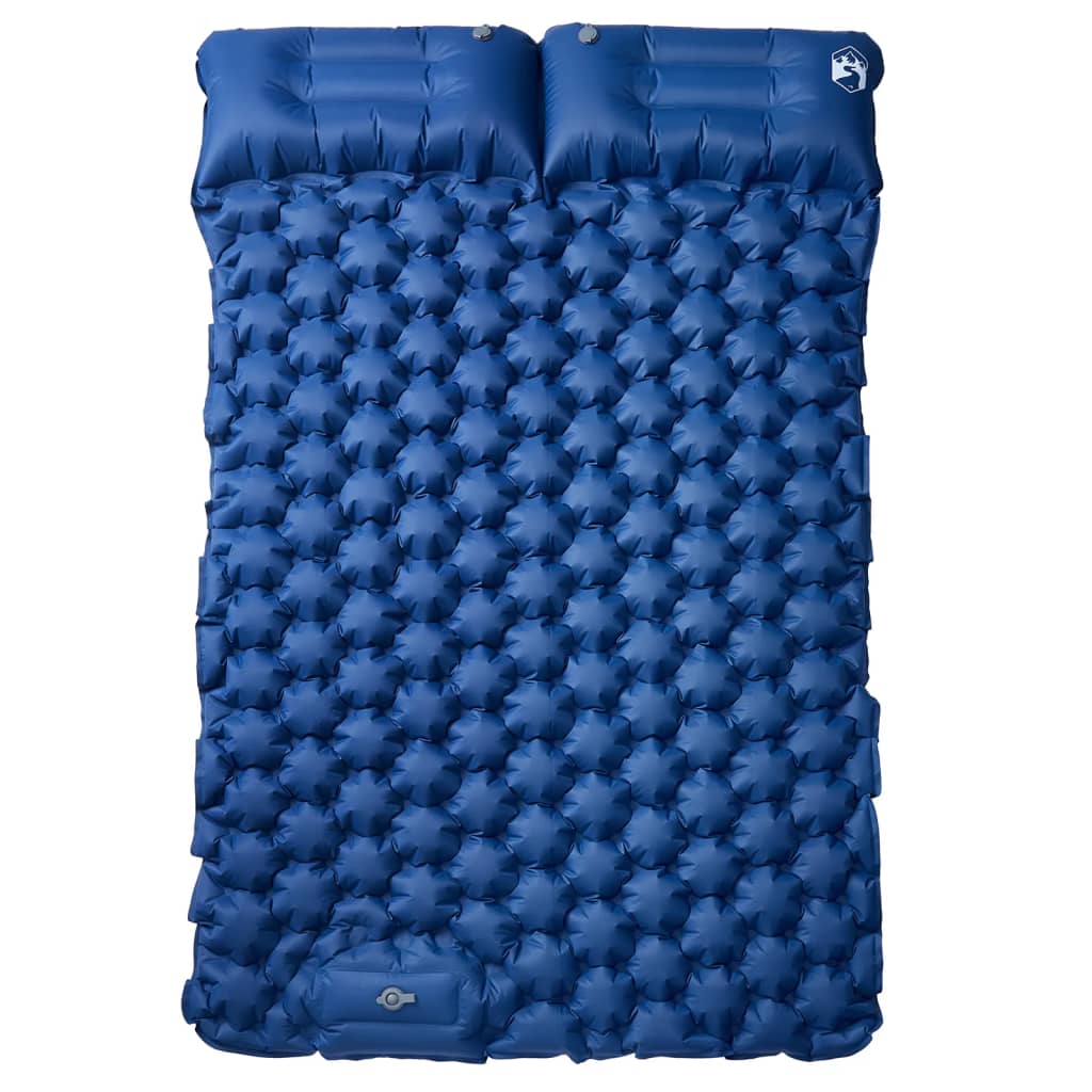 Materasso Campeggio Autogonfiabile Cuscini 2 Persone Blu Marino - Image 6