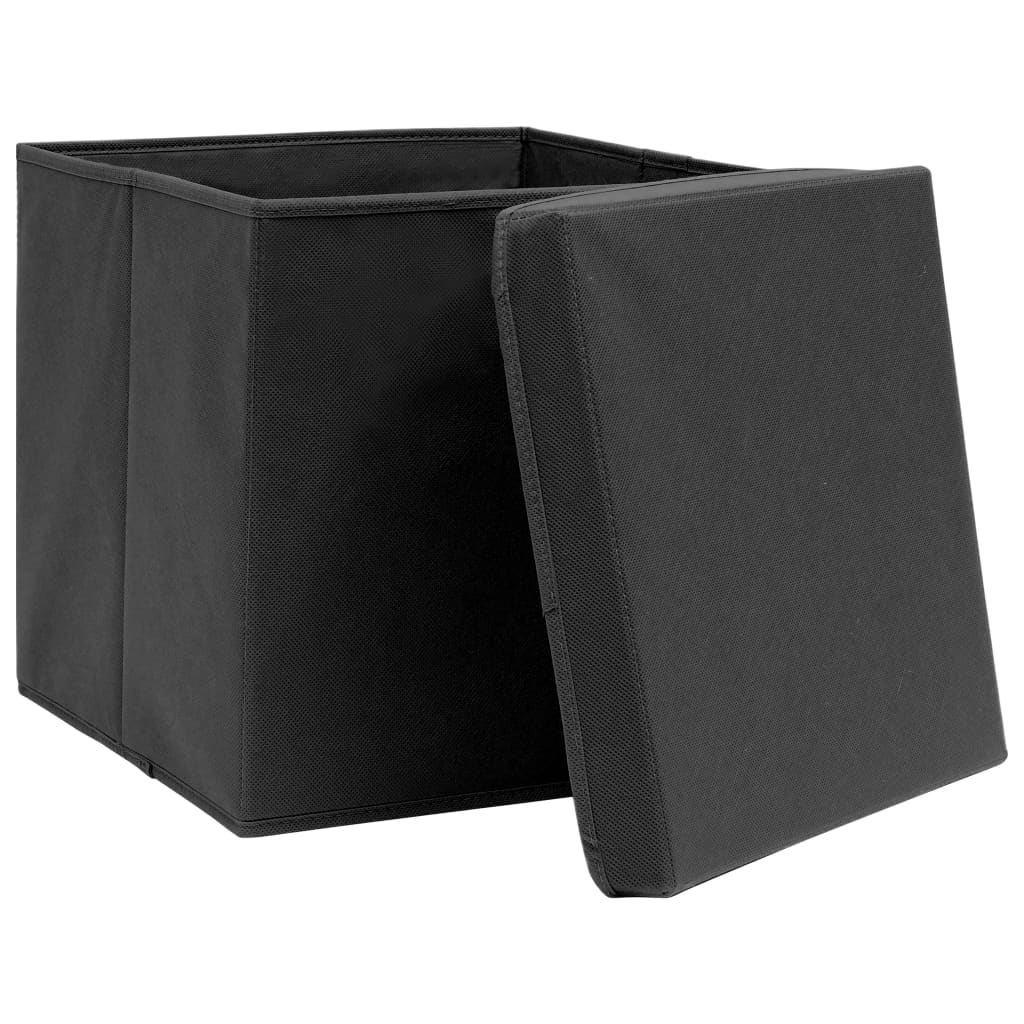 Contenitori Con Coperchi 4 Pz 28x28x28 Cm Nero - Image 4