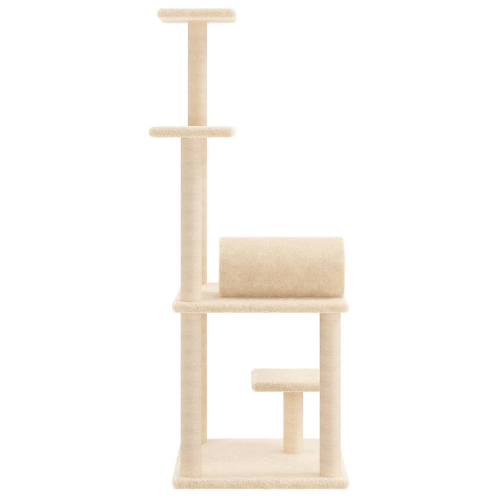 Albero Per Gatti Con Tiragraffi In Sisal Crema 136 cm