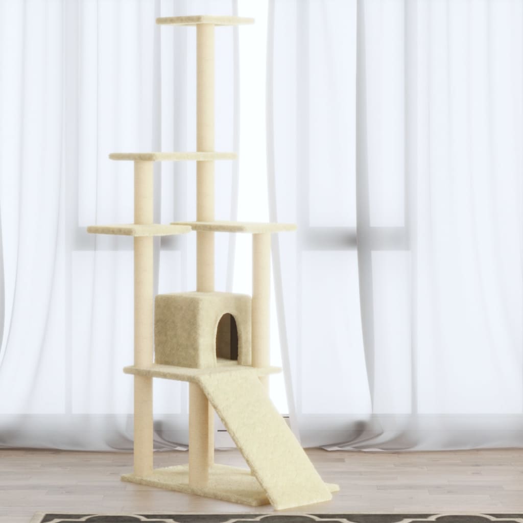 Albero Per Gatti Con Tiragraffi In Sisal Crema 155 cm - Image 5