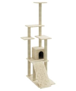 Albero Per Gatti Con Tiragraffi In Sisal Crema 155 cm