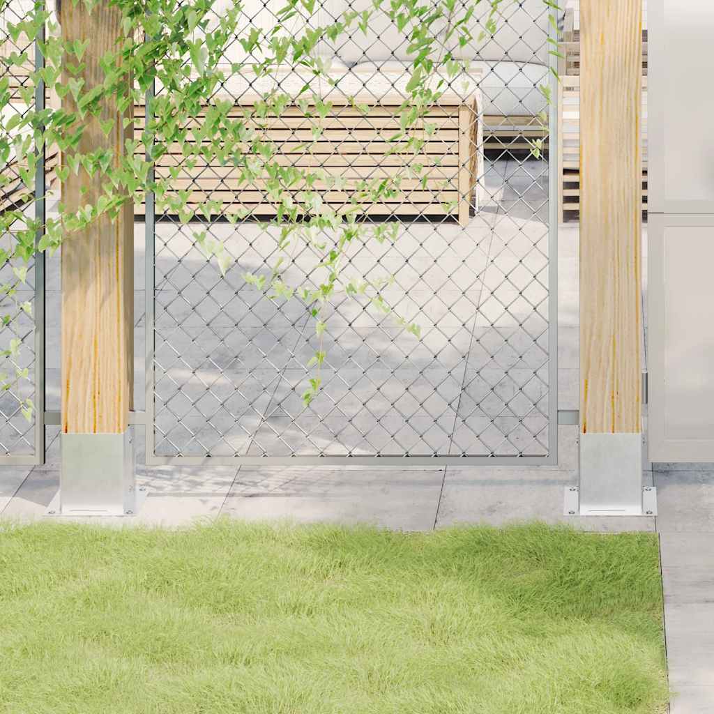 Basi Per Pali Quadrate 4 Pz Argento 101x101 Mm Acciaio Zincato