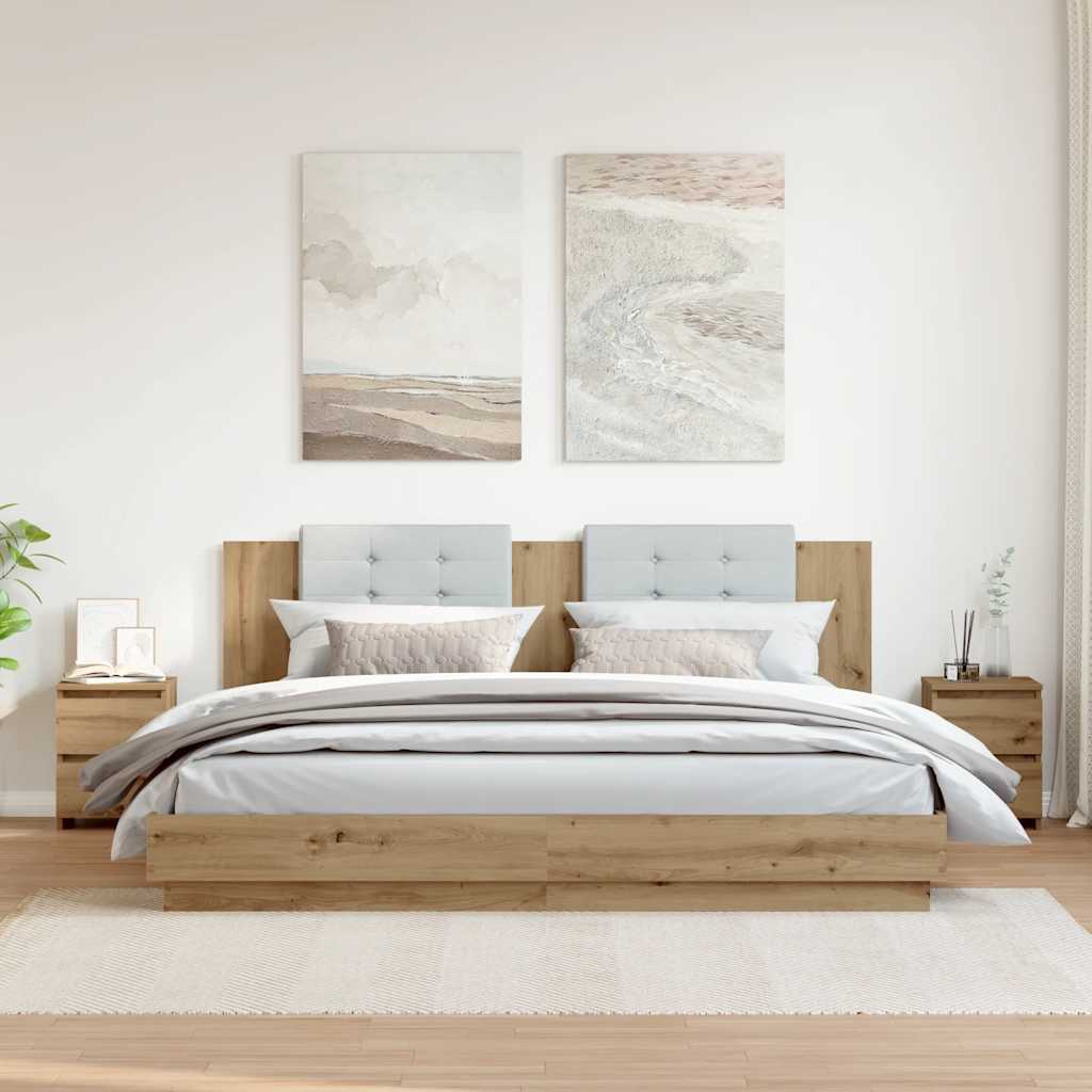 Comodini 2pz Rovere Artigianale 30x30x40cm In Legno Multistrato
