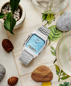 Casio Vintage Mod. Edgy Collection Sunray Dial - Light Blue