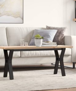 Tavolino Salotto Telaio A Y 110x40x45,5 Cm Legno Pino E Acciaio