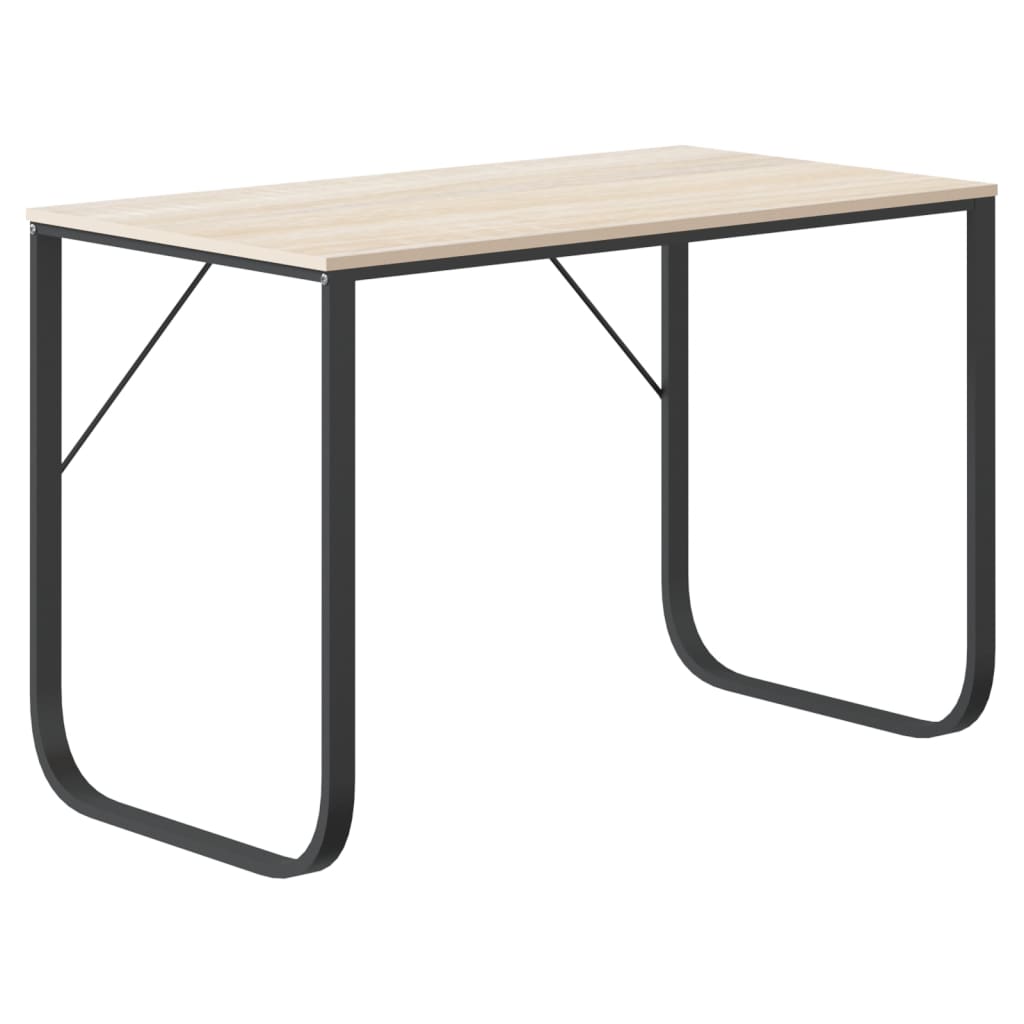 Scrivania Computer Nera E Rovere 110x60x73 Cm Legno Multistrato