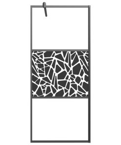 Parete Doccia Walk In 90x195cm Vetro Esg Con Design Pietre Nero