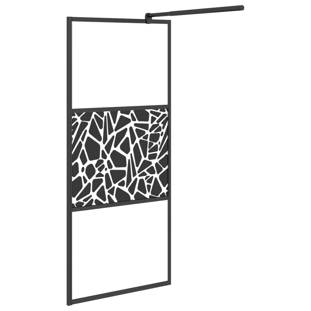 Parete Doccia Walk In 90x195cm Vetro Esg Con Design Pietre Nero - Image 3