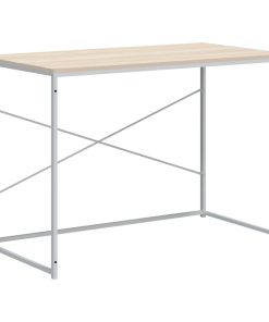Scrivania Computer Bianca E Rovere 110x60x70 Legno Multistrato