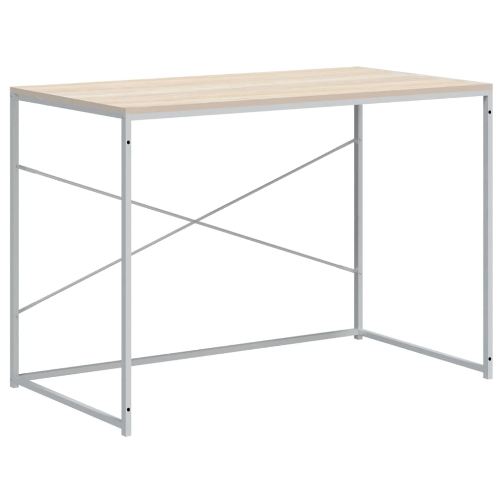 Scrivania Computer Bianca E Rovere 110x60x70 Legno Multistrato