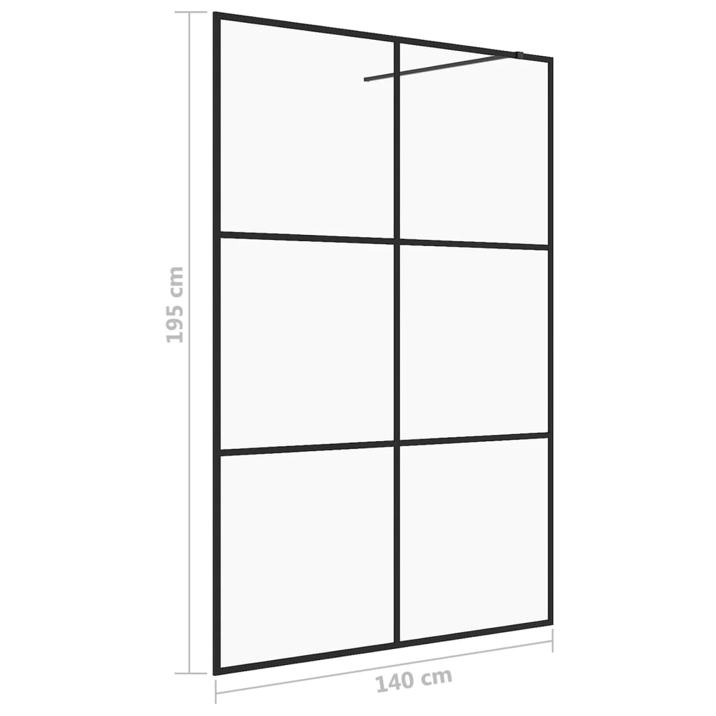 Parete Per Doccia WalK-In Vetro Trasparente Esg 140x195cm Nera