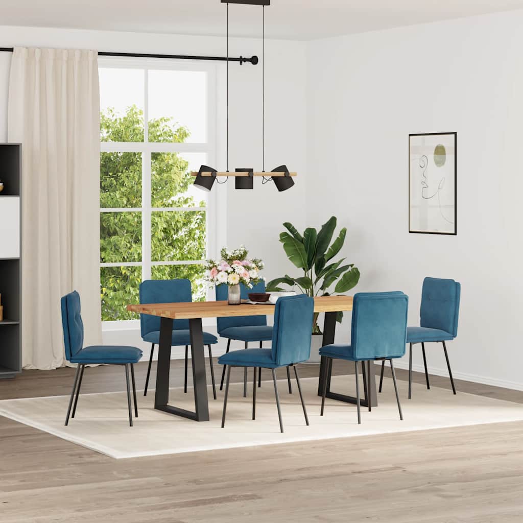 Sedie Da Pranzo 6 Pz Blu In Velluto