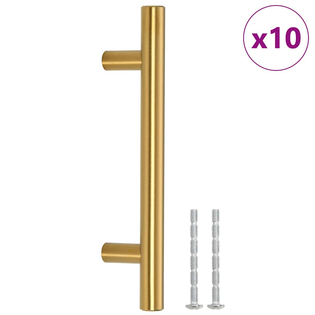 Maniglie Per Mobili 10pz Oro 96mm In Acciaio Inox