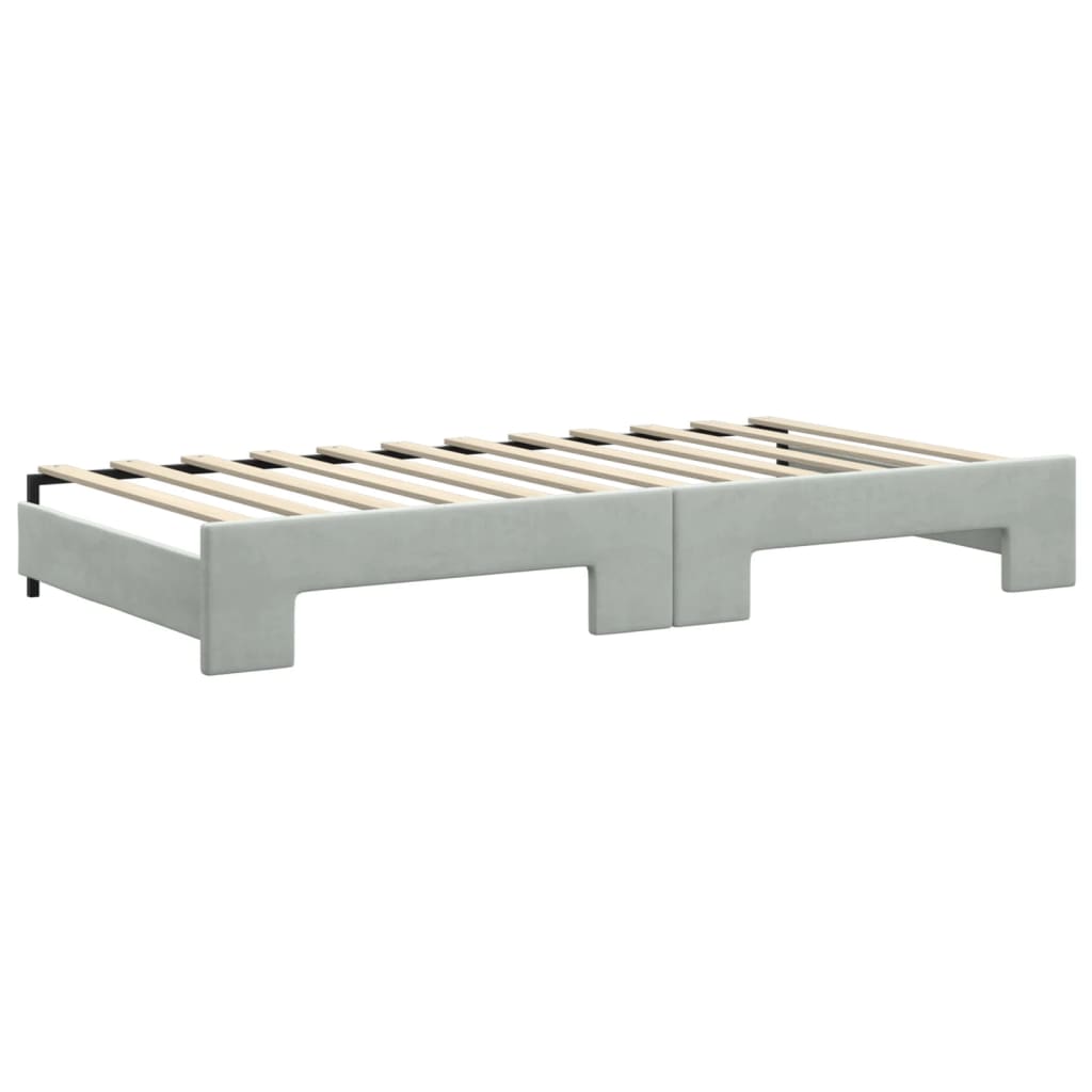 Divano Letto Estraibile Materassi Grigio Chiaro 100x200 Velluto - Image 2