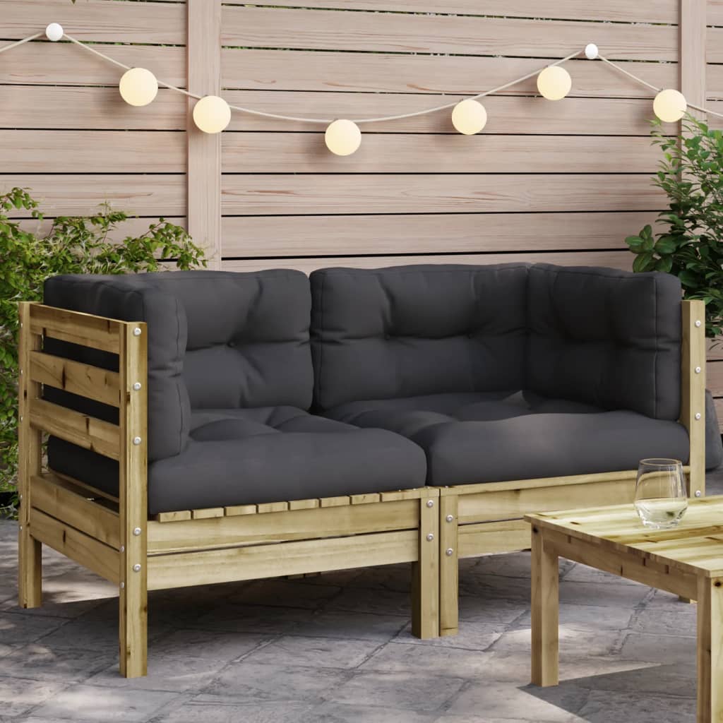Divani Angolari Da Giardino Cuscini 2pz Legno Impregnato Pino