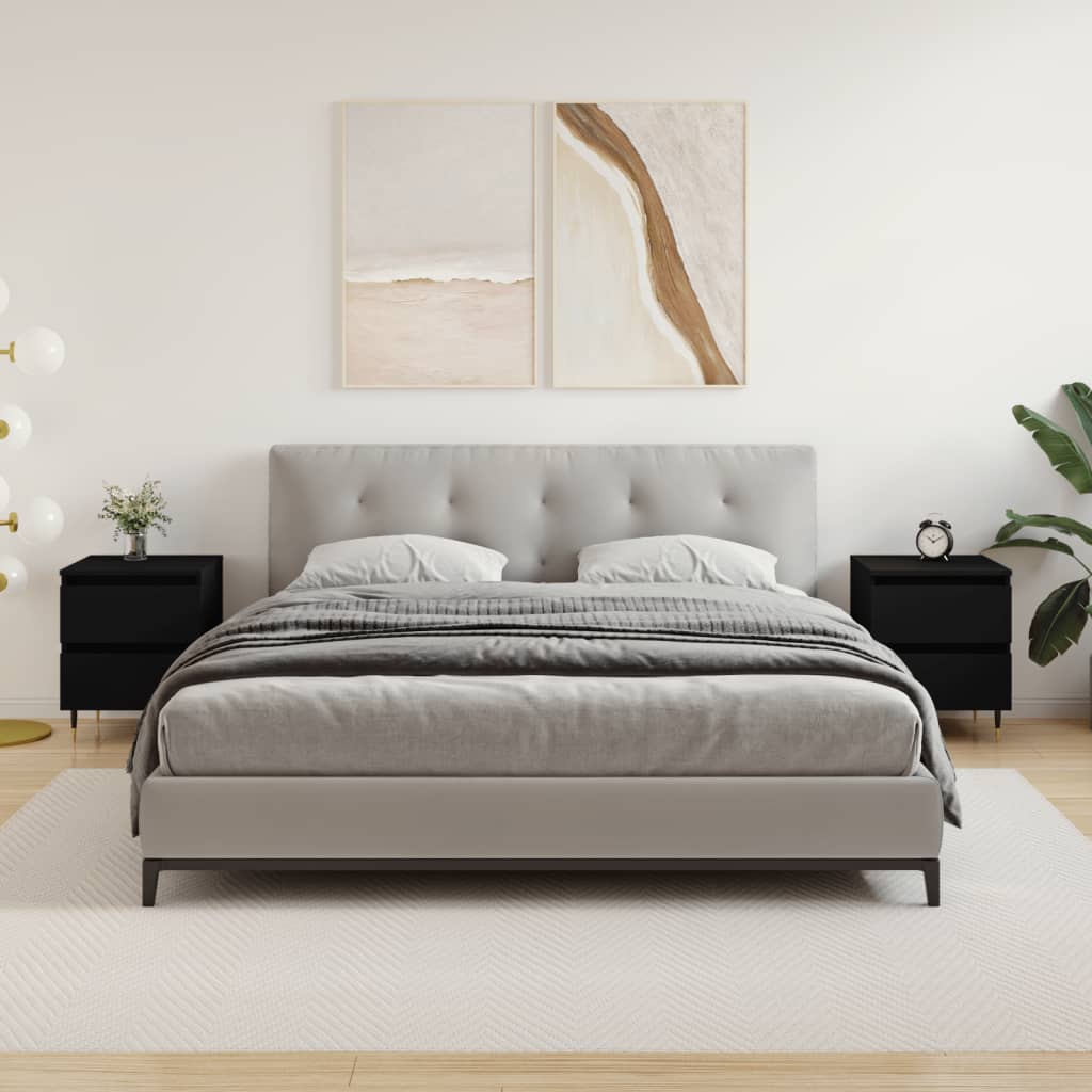 Comodini 2pz Neri 40x35x50 Cm In Legno Multistrato
