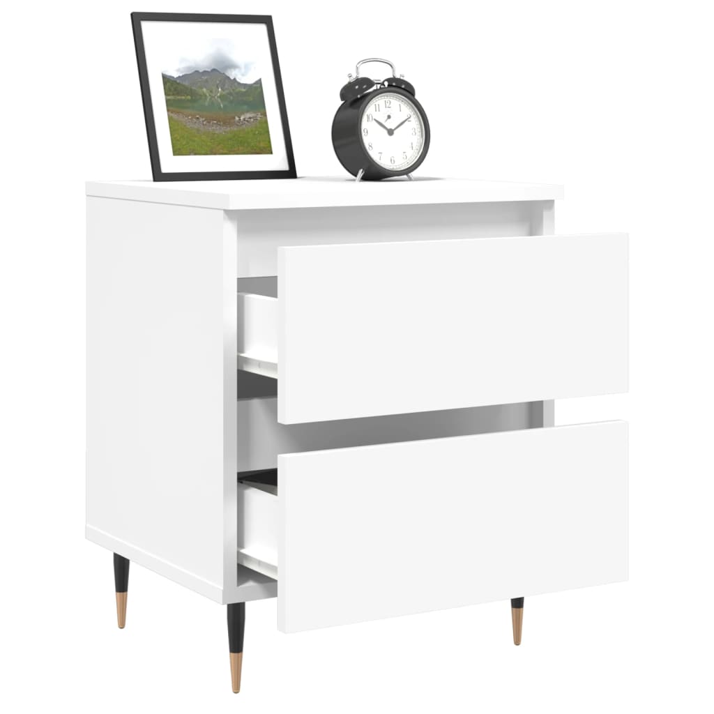 Comodino Bianco 40x35x50 Cm In Legno Multistrato
