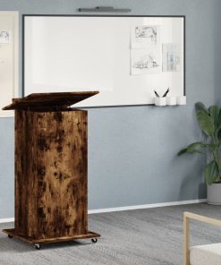 Leggio Con Ruote E Cassetto Rovere Fumo 55x55x107cm Multistrato