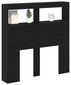 Testiera Con Contenitore A Led Rovere Nero 100x17x102 cm