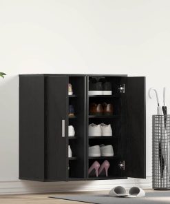 Scarpiere 2 Pz Rovere Nero 32x35x70 Cm In Legno Multistrato