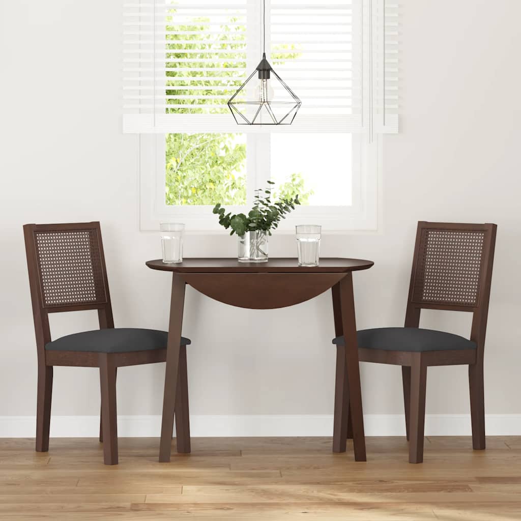 Sedie Da Pranzo Con Cuscini 2pz Marrone Legno Massello Di Hevea