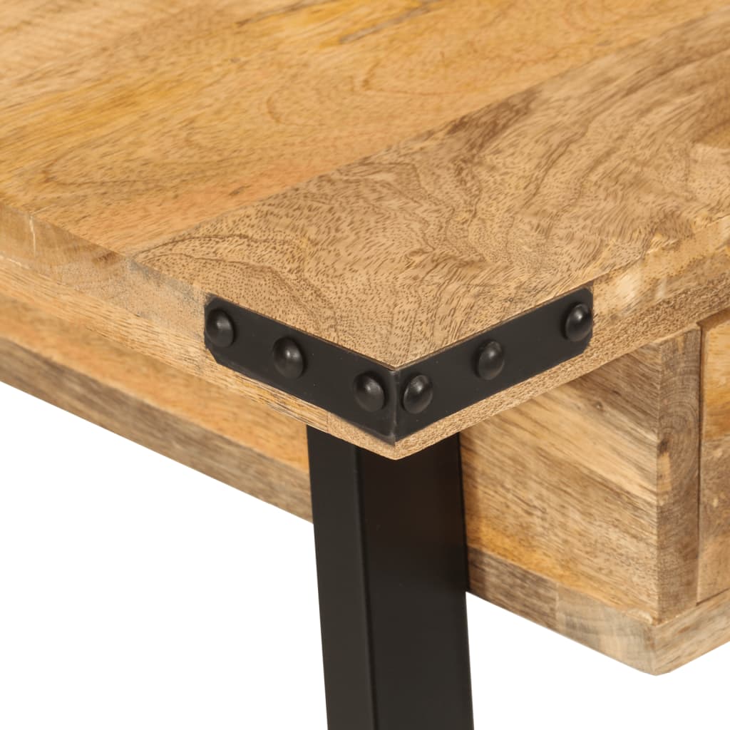 Scrivania Con Cassetti 105x55x70 Cm Legno Massello Mango Ferro