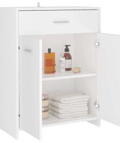 Armadio Da Bagno Bianco 60x33x80 Cm In Legno Tecnico