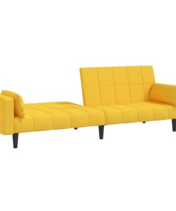Divano Letto A 2 Posti Con 2 Cuscini Giallo In Tessuto