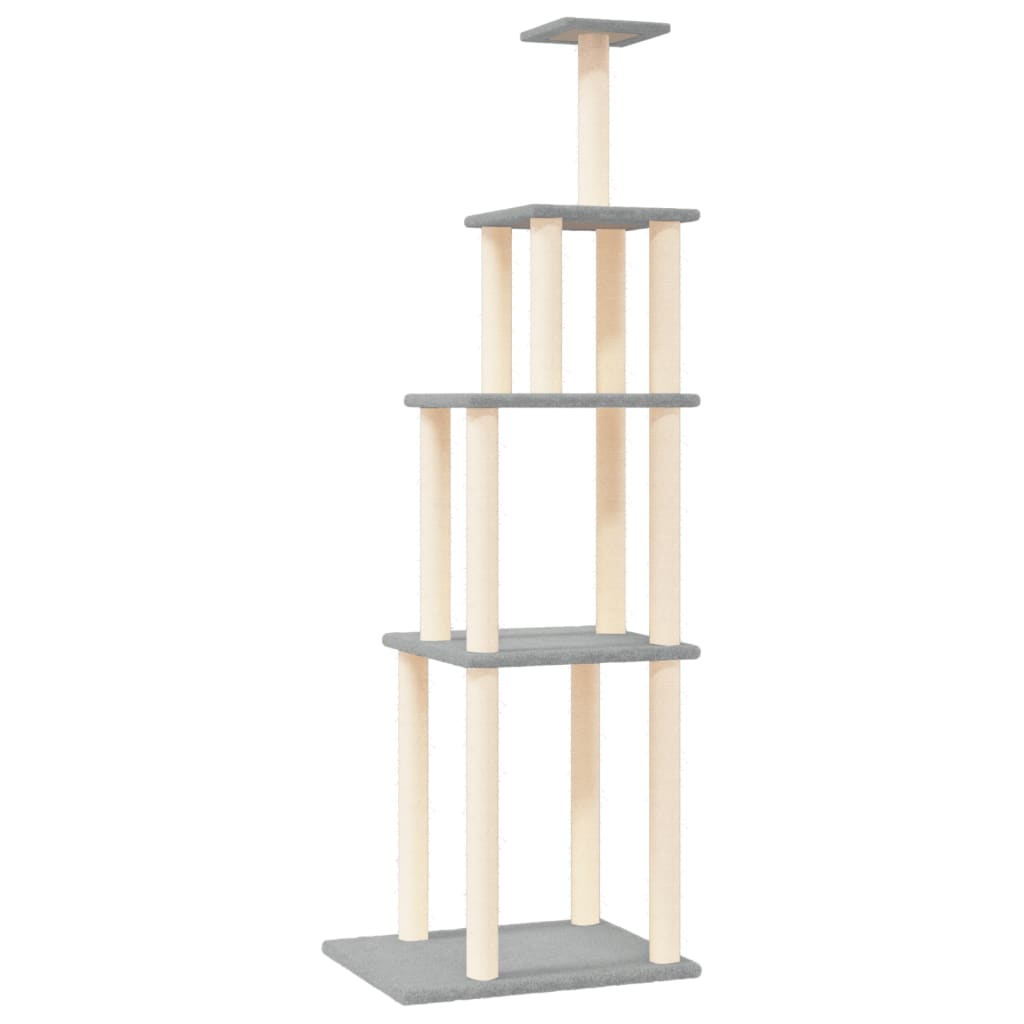 Albero Per Gatti Con Tiragraffi In Sisal Grigio Chiaro 183 cm - Image 4