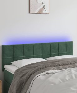 Testiera A Led Verde Scuro 144x5x78/88 Cm In Velluto