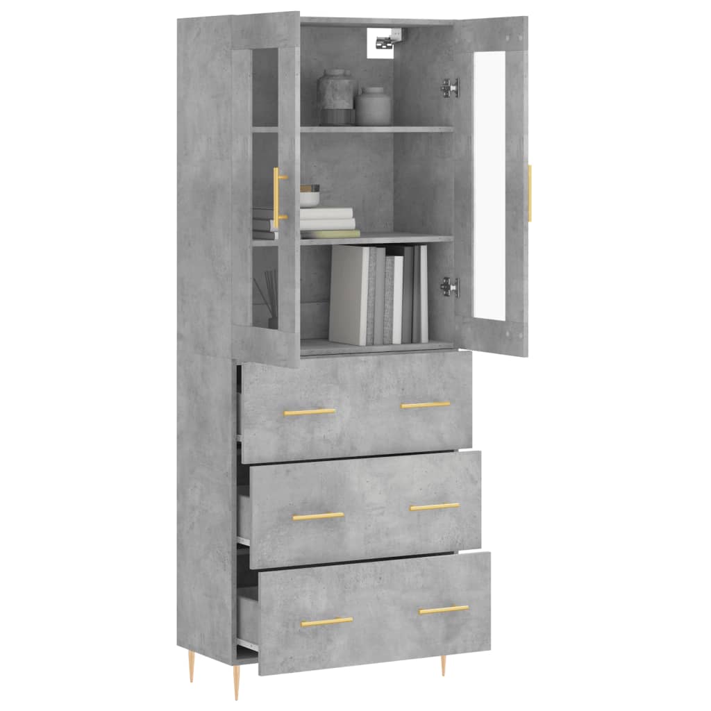 Credenza Grigio Cemento 69,5x34x180 Cm In Legno Multistrato - Image 2