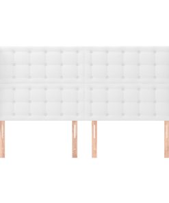 Testiera Ad Orecchio Bianca 163x23x118/128 Cm In Similpelle