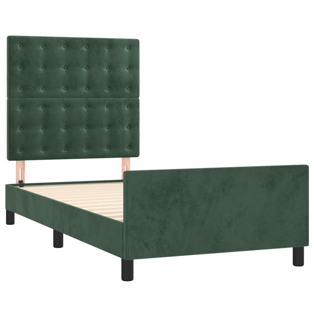 Giroletto Senza Materasso Verde Scuro 80x200 Cm In Velluto - Image 2