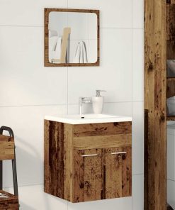 Set Mobili Da Bagno 2 Pz Legno Antico In Legno Multistrato