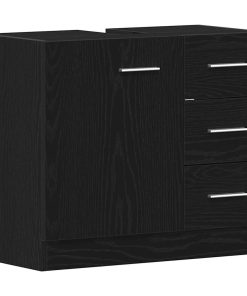 Mobile Lavabo Rovere Nero 63x30x54 Cm In Legno Multistrato